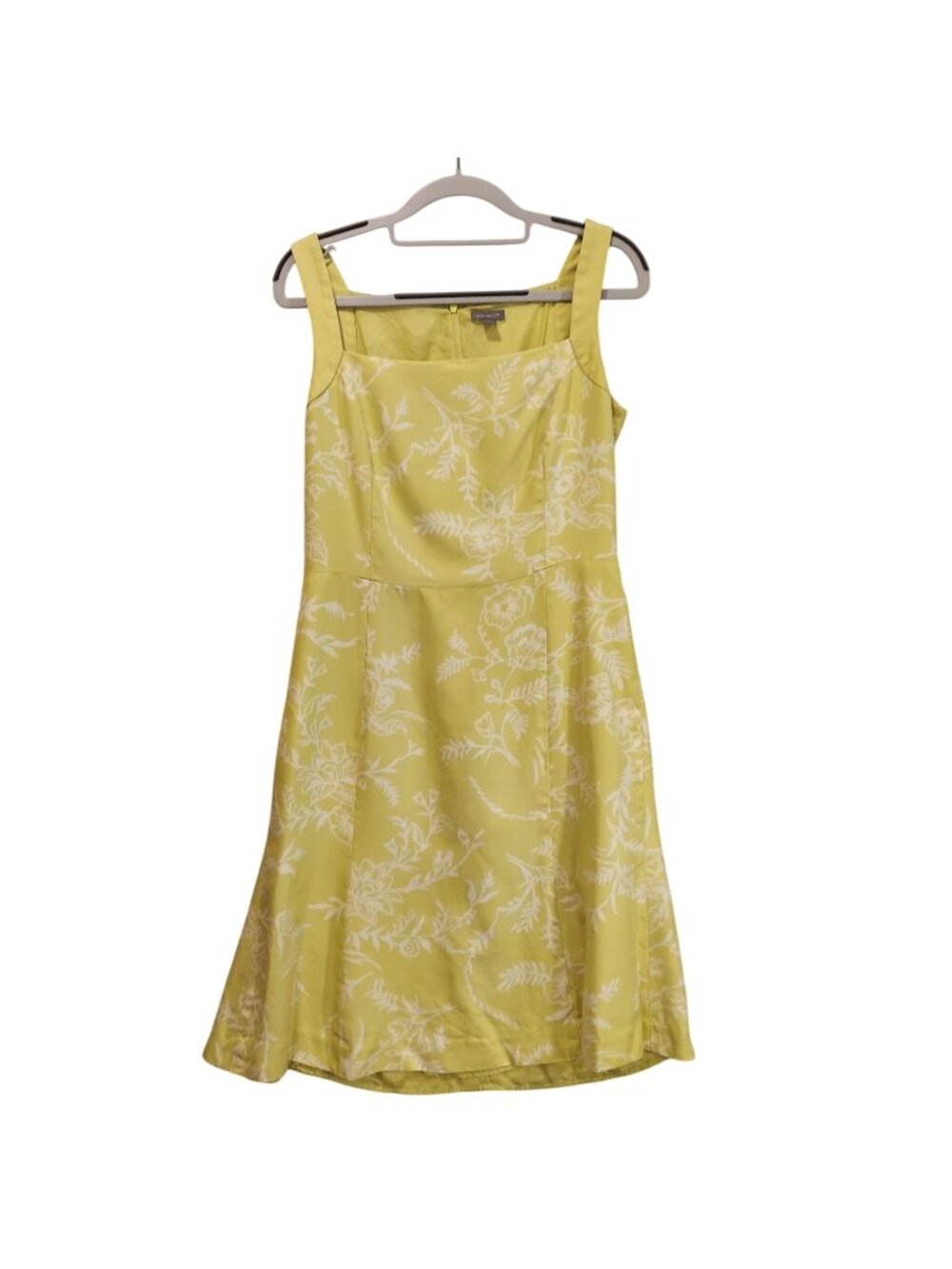 Ann Taylor Womens 6 light green Silk Sleeveless Floral Dress Square Neckline